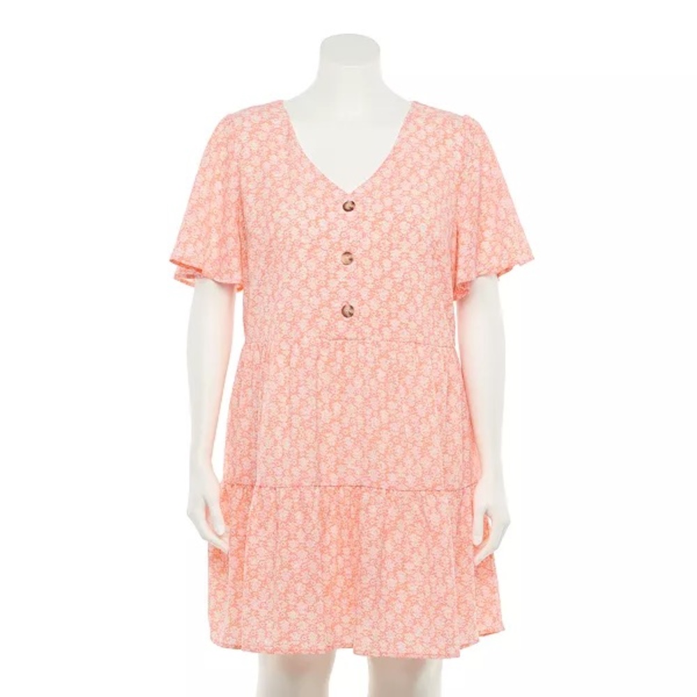 EVRI Plus Size Pink Babydoll Dress